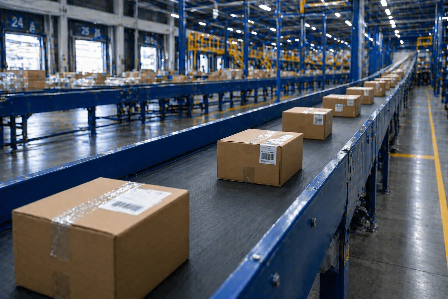 Sistema de clasificación de paquetería con bandas modulares